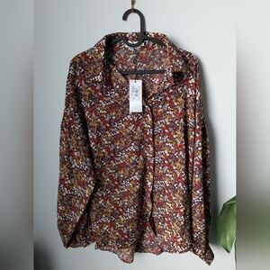 Molly Bracken Balloon Sleeve Button Up Blouse - size med.